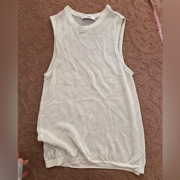 Tibi Green Crispy Viscose Mesh Tank Top - Picture 9 of 10